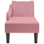 vidaXL Fauteuil long avec accoudoir droit rose velours