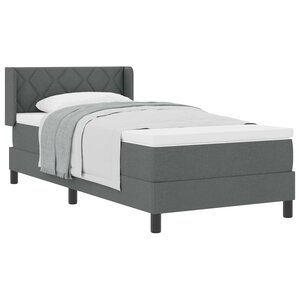 vidaXL Lit à ressorts avec tête de lit Gris foncé 200 x 100 cm tissu