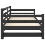 vidaXL Lit coulissant Noir Bois de pin massif 2x(90x200) cm