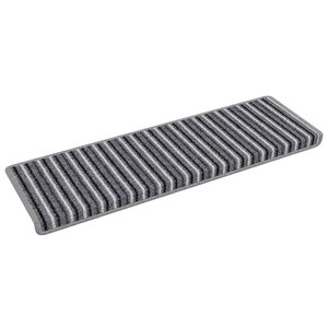 vidaXL Tapis d'escalier auto-adhésifs Rayé 15 Pièces Gris 65 x 21 x 4 cm