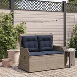vidaXL Banc de jardin avec coussin Gris Poly rotin