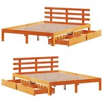 vidaXL Cadre de lit avec tiroirs sans matelas cire marron 150x200 cm