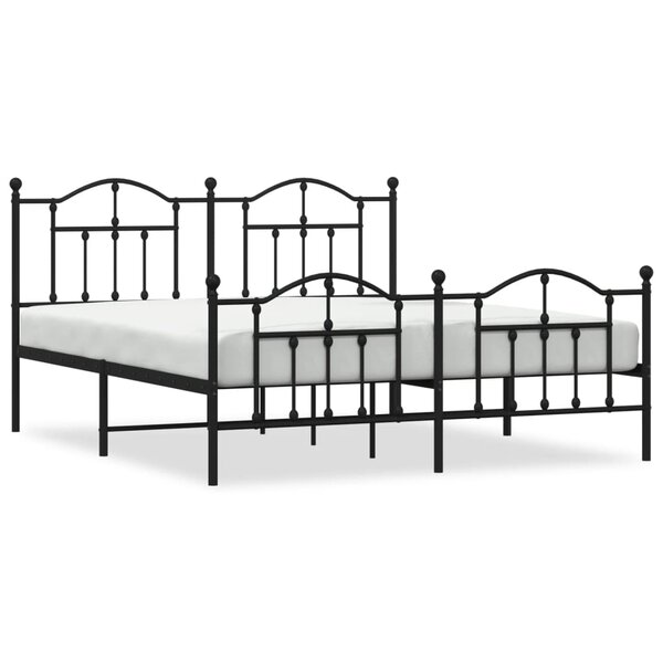 vidaXL Cadre de lit métal sans matelas avec pied de lit noir 180x200cm