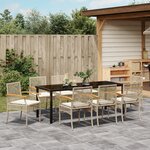 vidaXL Ensemble de repas de jardin 9 pièces avec coussins en beige en rotin poly