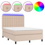 vidaXL Sommier à lattes de lit avec matelas LED Cappuccino 140x190 cm