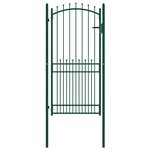 vidaXL Portail de clôture avec pointes Acier 100x200 cm Vert