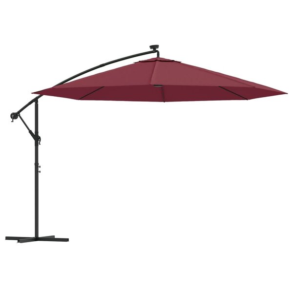 vidaXL Parasol de jardin en porte-à-faux lumières LED rouge bordeaux