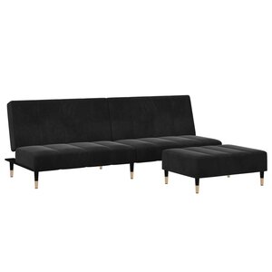 vidaXL Canapé-lit à 2 places avec repose-pied noir velours