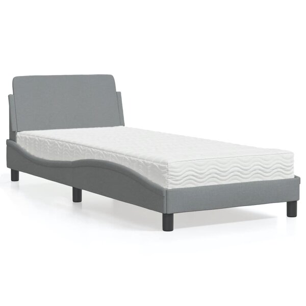 vidaXL Lit avec matelas gris clair 90x190 cm tissu