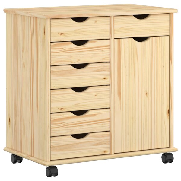 vidaXL Cabinet roulant 63 5 x 39 x 65 5 cm Bois de Pin Massif Marron