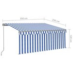 vidaXL Auvent rétractable manuel avec store LED 3 5x2 5m Bleu et blanc