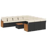 vidaXL Salon de jardin 12 Pièces avec coussins noir résine tressée