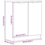 Buffet vidaXL Bois Noir 60x30x70 cm en Bois D'ingénierie