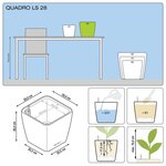 LECHUZA Jardinière QUADRO LS 28 ALL-IN-ONE blanc brillant 16140