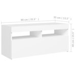 vidaXL Meuble TV avec lumières LED blanc 90x35x40 cm