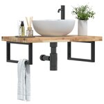 vidaXL Étagère de vasque murale acier et bois massif d'acacia