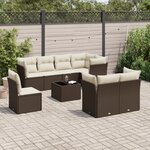 vidaXL Salon de jardin avec coussins 9 Pièces marron résine tressée