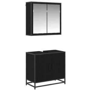 vidaXL Ensemble de mobilier de salle de bain 2 Pièces Chêne noir