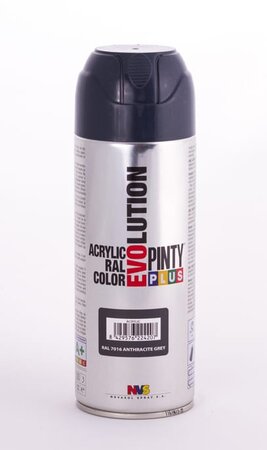 Peinture spray Acrylic Brillant 400ml Gris Anthracite RAL 7016 - Pinty Plus