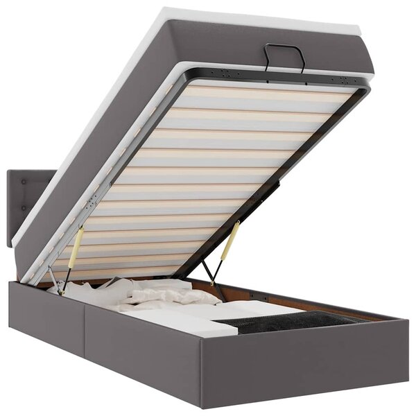 VidaXL Lit ottoman avec matelas gris 90x200 cm similicuir