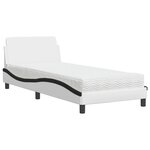 vidaXL Lit avec matelas Dover blanc et noir 90x200 cm similicuir
