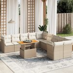 vidaXL Salon de jardin 11 Pièces avec coussins beige résine tressée