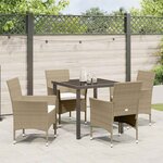 vidaXL Ensemble de salle à manger pour jardin 5 Pièces Beige Poly rotin