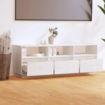 vidaXL Meuble TV Blanc 140x37x50 cm Bois de pin massif