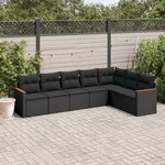 vidaXL Salon de jardin 7 Pièces avec coussins noir résine tressée