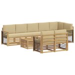 vidaXL Ensemble de canapés d'extérieur 9 Pièces Blanc et Beige