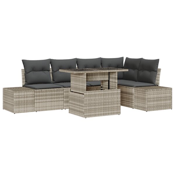 vidaXL Ensemble de canapés de jardin 6 pièces avec coussins en rattan gris clair.