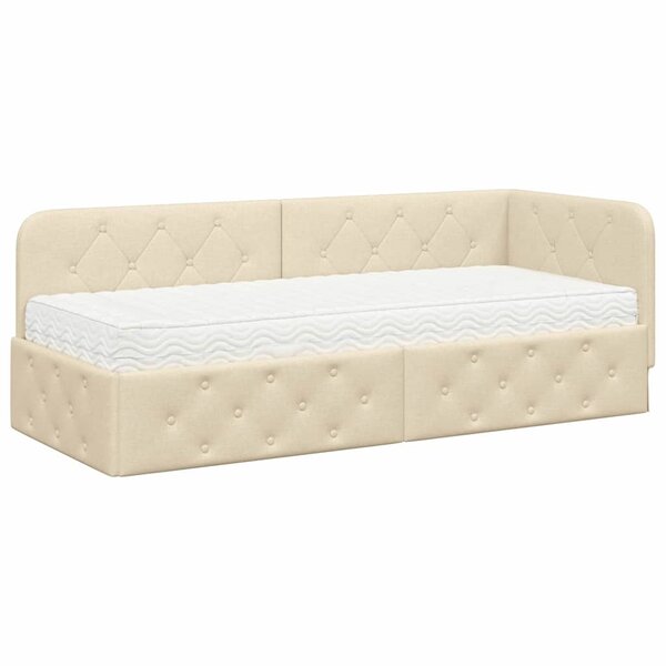 vidaXL Cadre de lit d'angle Crème 80 x 200 cm tissu