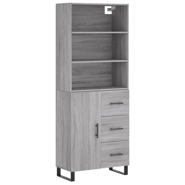 vidaXL Buffet haut Sonoma gris 69 5x34x180 cm Bois d'ingénierie