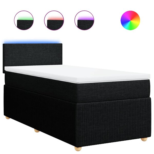vidaXL Sommier à lattes de lit avec matelas Noir 90x200 cm Tissu