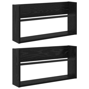 vidaXL Étagère à magazines 2 Pièces Chêne noir 60 x 12 x 30 cm