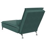 vidaXL Chaise longue de massage avec traversin vert foncé velours