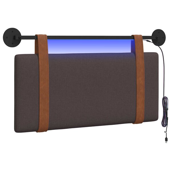 vidaXL Tête de lit suspendue Avec lumière LED Marron foncé PU antique