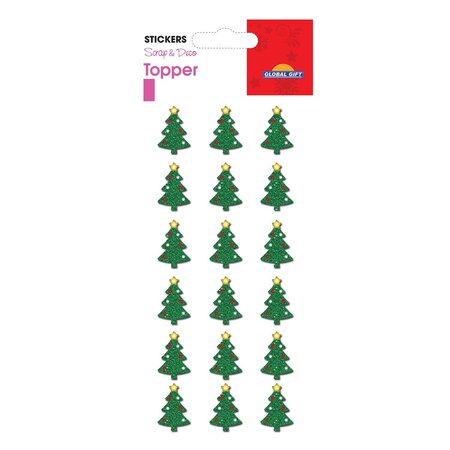 Stickers Noël en relief - Sapins verts à paillettes