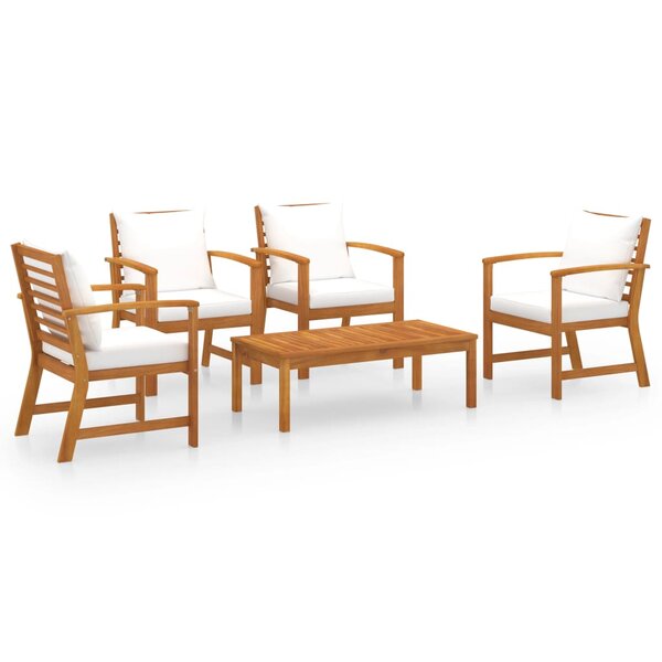vidaXL Salon de jardin 5 Pièces avec coussin Bois d'acacia solide