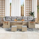 vidaXL Ensemble de canapé de jardin 10 Pièces Beige polyrotin