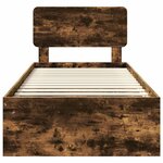 vidaXL Cadre de lit avec tête de lit Chêne fumé 90 x 200 cm Pin massif