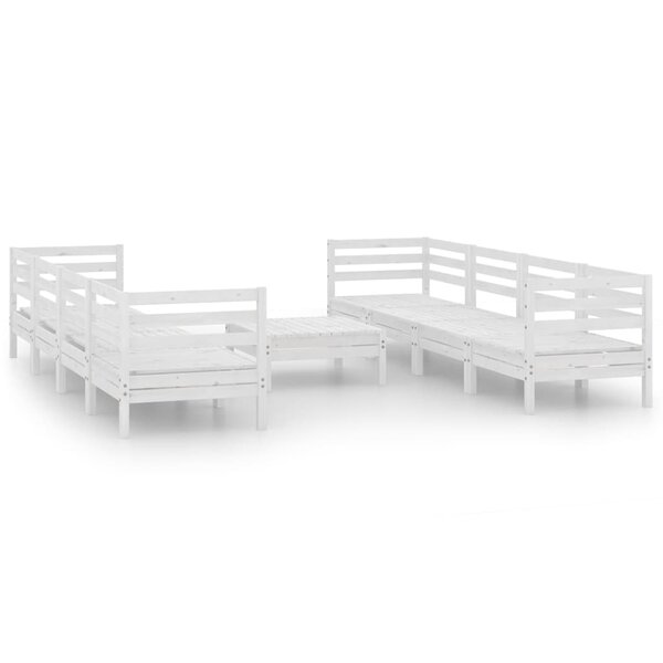 vidaXL Salon de jardin 9 Pièces Blanc Bois de pin massif