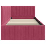 vidaXL Cadre de lit d'angle Rouge bordeaux 90 x 190 cm Velours