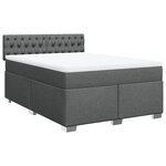 vidaXL Sommier à lattes de lit avec matelas Gris foncé 140x200cm Tissu