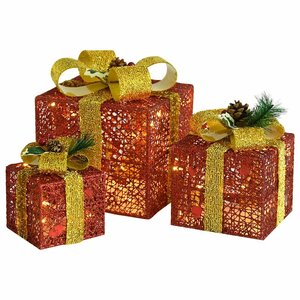 vidaXL Boîtes-cadeaux de Noël décoratives 3 Pièces Extérieur Intérieur