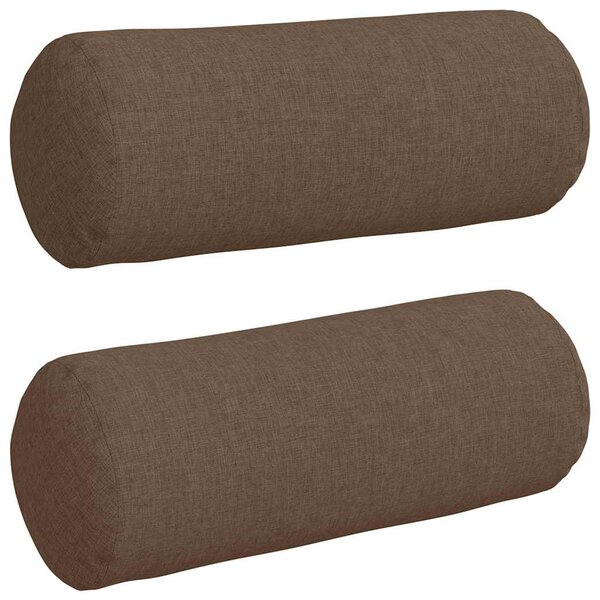 vidaXL Coussins d'accent 2 Pièces Marron Ø 15 x 40 cm tissu