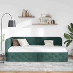 vidaXL Cadre de lit d'angle Vert foncé 90 x 190 cm Velours