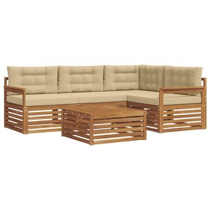 vidaXL Ensemble de canapés d'extérieur 5 Pièces Naturel et Beige