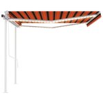 vidaXL Auvent automatique capteur de vent et LED 4 5x3 m Orange marron