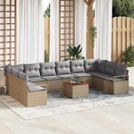 vidaXL Ensemble de canapés de jardin 11 Pièces Beige  gris clair